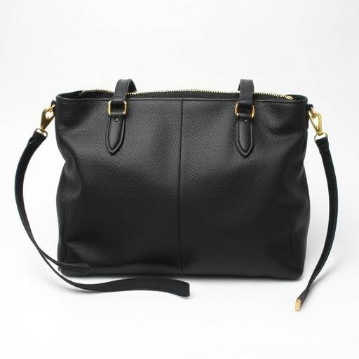 Borsa a mano in pelle nera con dettagli dorati e tracolla rimovibile