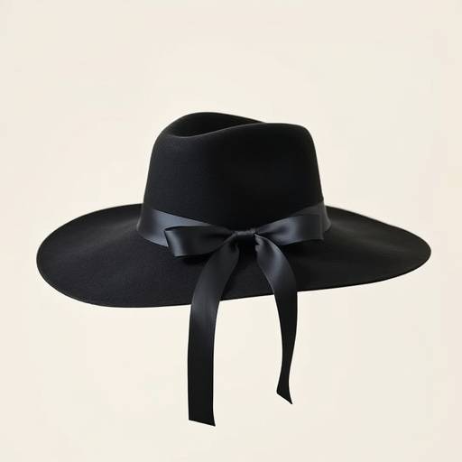 Cappello in feltro nero con tesa larga e nastro in grosgrain