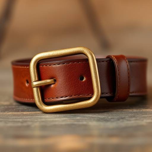 Cintura in pelle marrone con fibbia in ottone anticato e logo Eleganza Eterna inciso