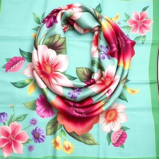 Foulard in seta stampata con motivi floreali e colori vivaci