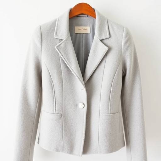 Giacca in cashmere grigio chiaro con bottoni in madreperla e taglio sartoriale