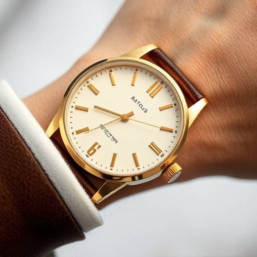 Orologio da polso con cinturino in pelle e cassa in acciaio inossidabile dorato