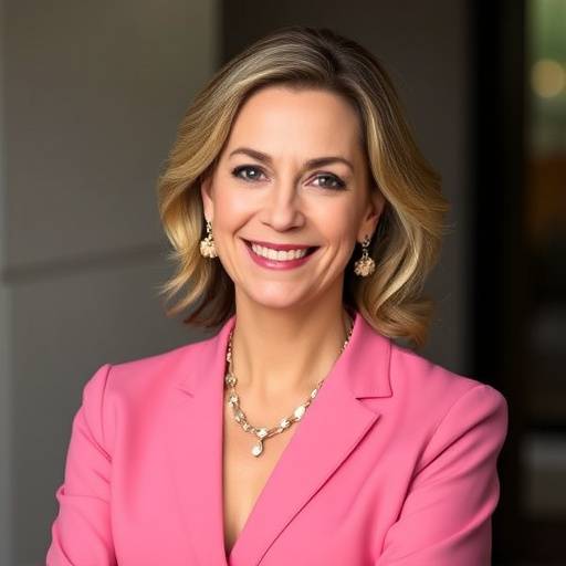 Ritratto di Isabella Rossi, fondatrice di Eleganza Eterna, sorridente e vestita elegantemente.