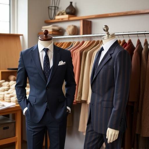 Un laboratorio di Eleganza Eterna dove sarte lavorano con tessuti biologici.